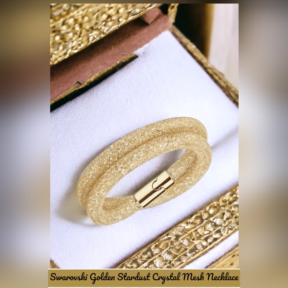 Swarovski Golden Stardust Crystal Mesh Necklace